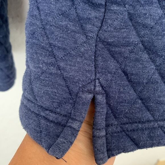 Crown & Ivy Dark Blue Mock Neck 1/4 Snap Quilted Pullover Sweater Men’s Size L - Picture 6 of 9